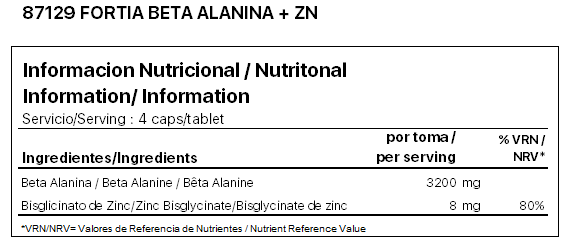 Info.. Nutriciona_ Fortia_Beta-Alanina + Zinc