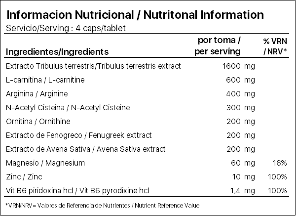 Tribulus T-600_Info Nutricional