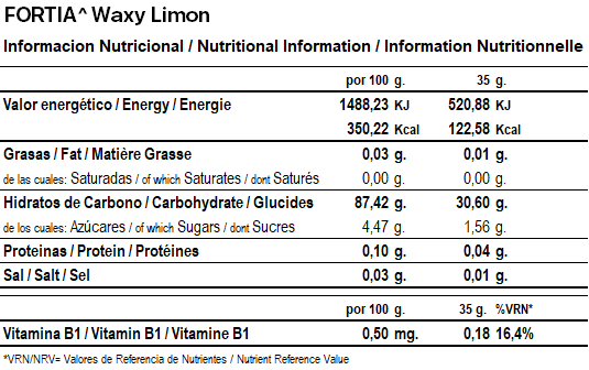 Waxy Limón_Info Nutricional
